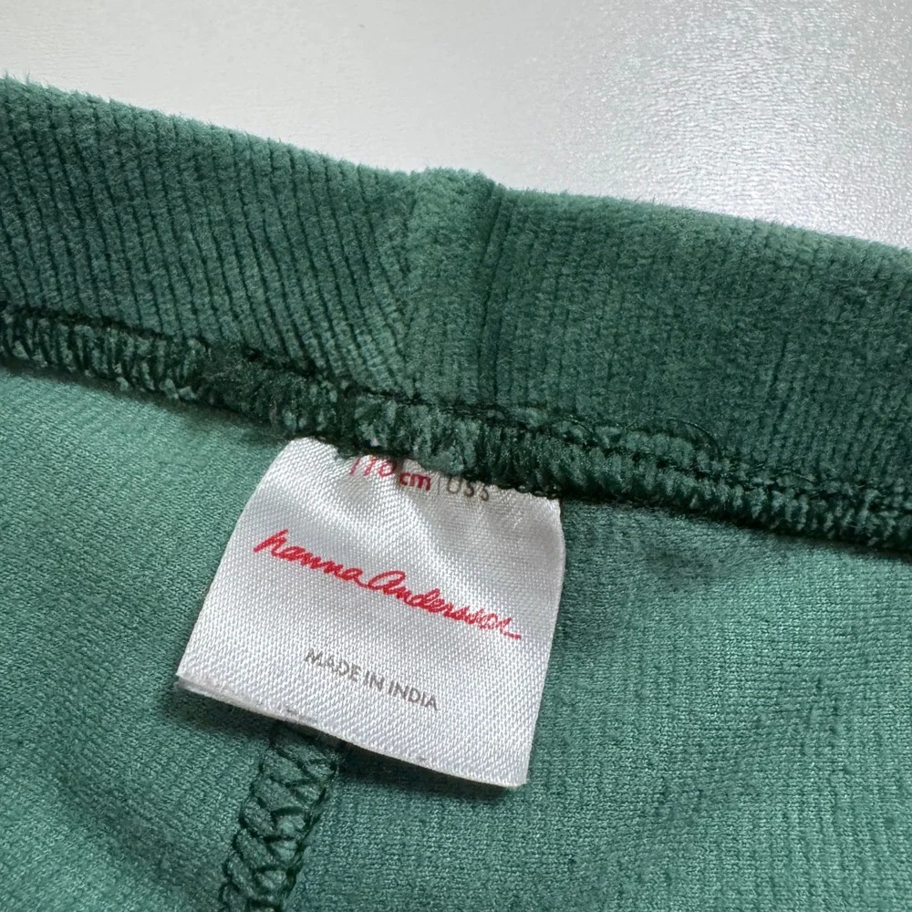 Hanna Andersson Ribbed Velour Corduroy Leggings Size 5 Dark Green Pants 110cm